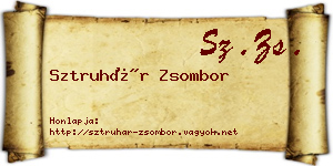 Sztruhár Zsombor névjegykártya